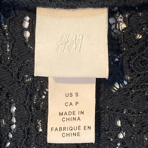 H&M Mock Neck Lace Dress Oversized Tie Neck Tie Waist Tie Cuff Rom Com Dress - Picture 10 of 10